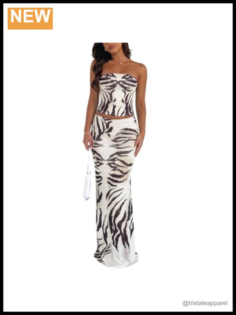 2 Piece Floral Tube Top Bodycon Maxi Skirt Set Y2K Vacation
